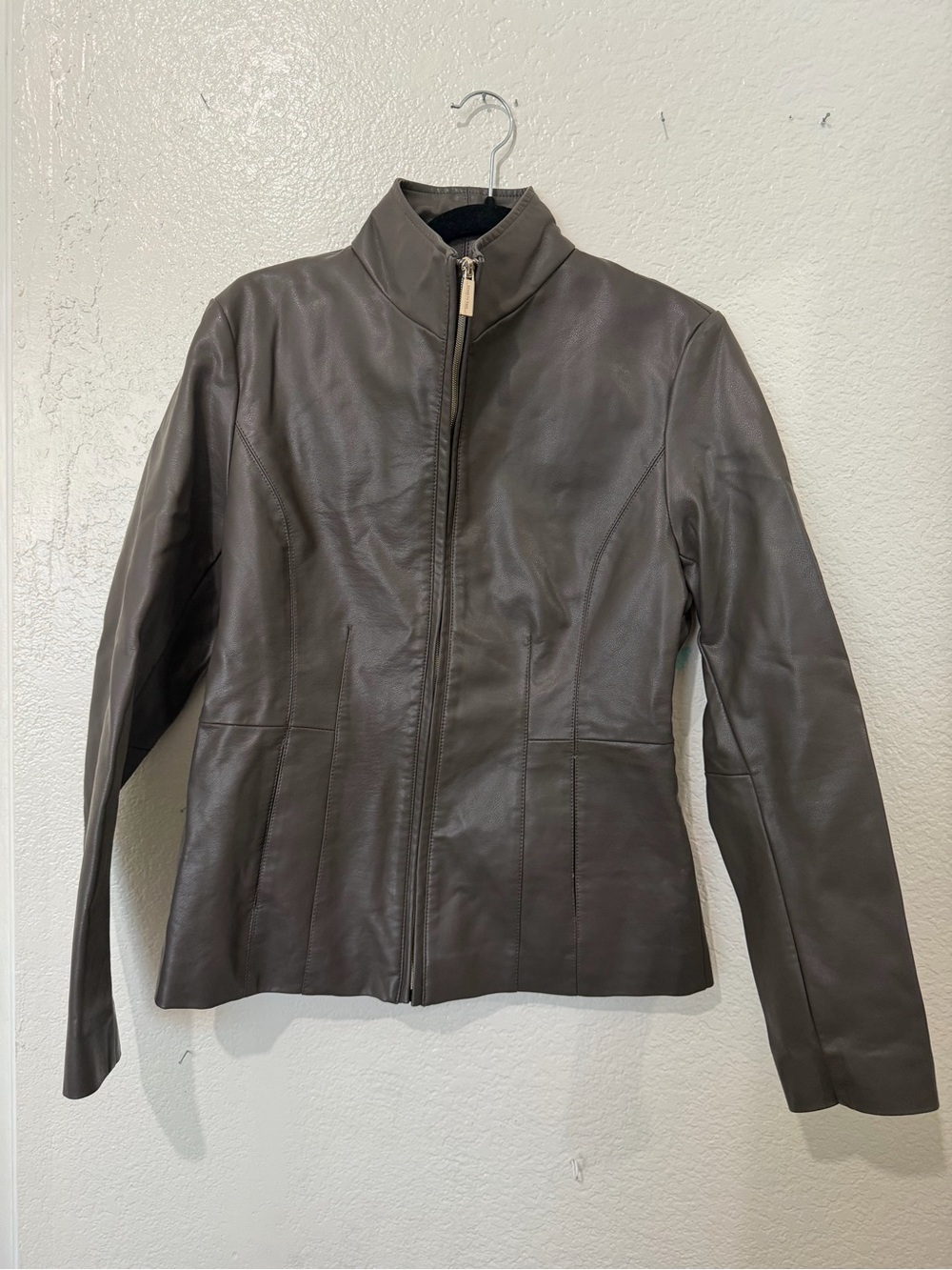 Kenneth Cole Slim-Fit Leather Jacket - Gray